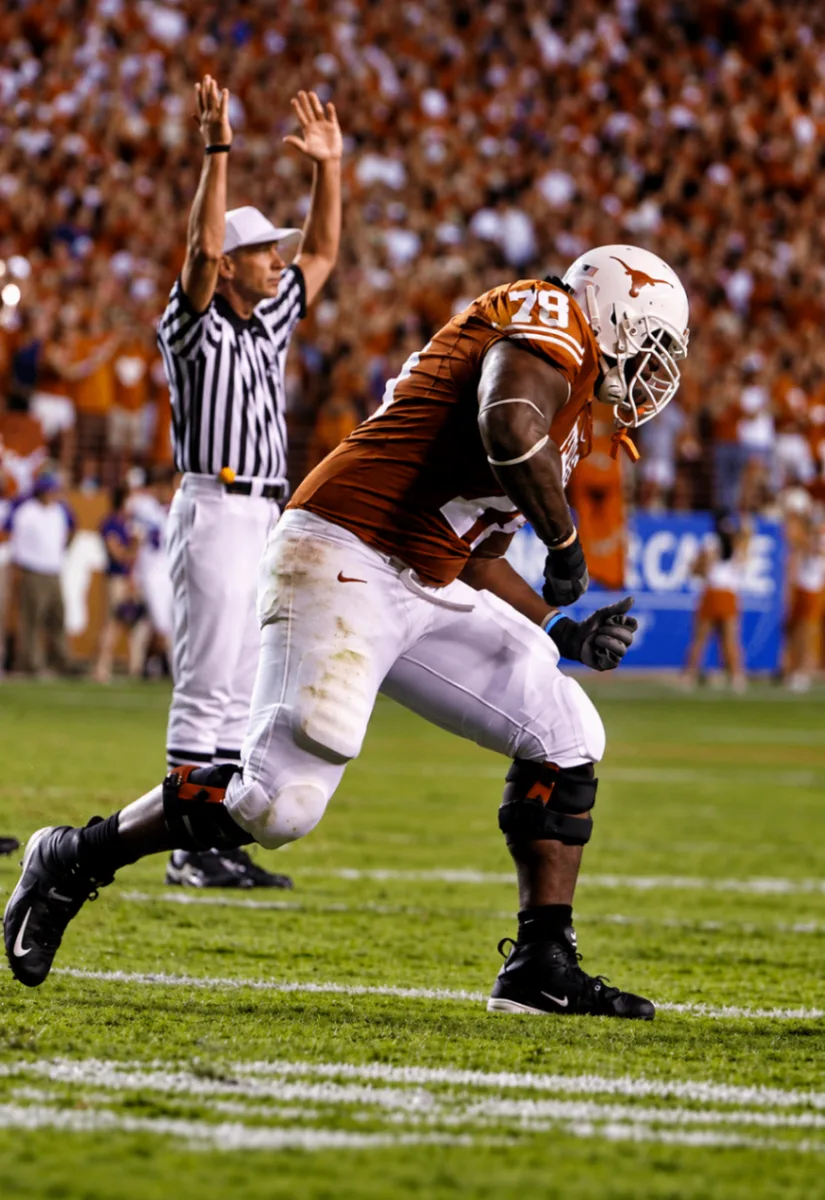Tony Hills wearing University of Texas number 79 during a game